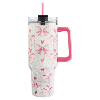 Heart & Bow Bling Ribbons 40oz Tumbler Pink