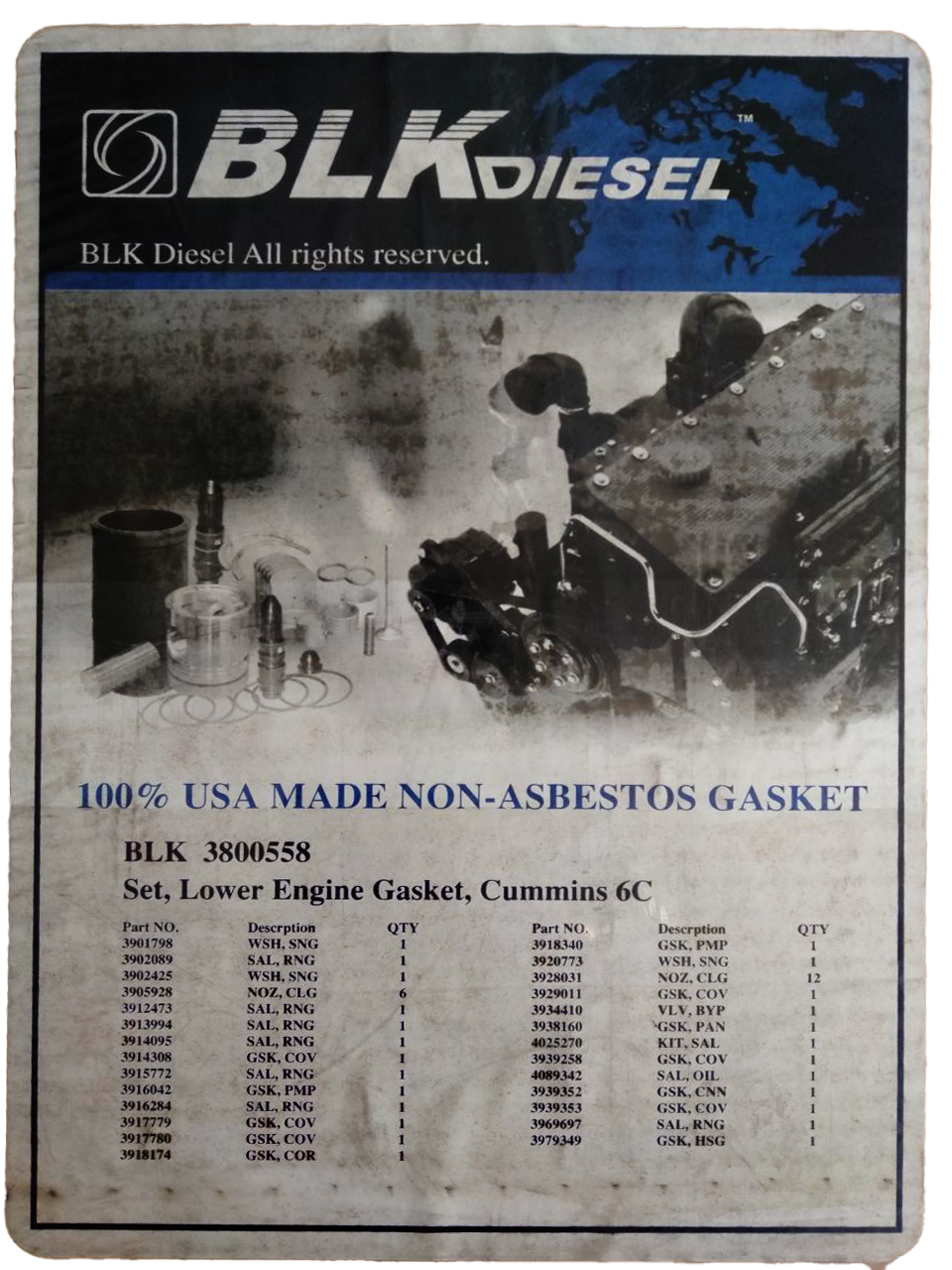 6CT Lower Gasket Set 3800558