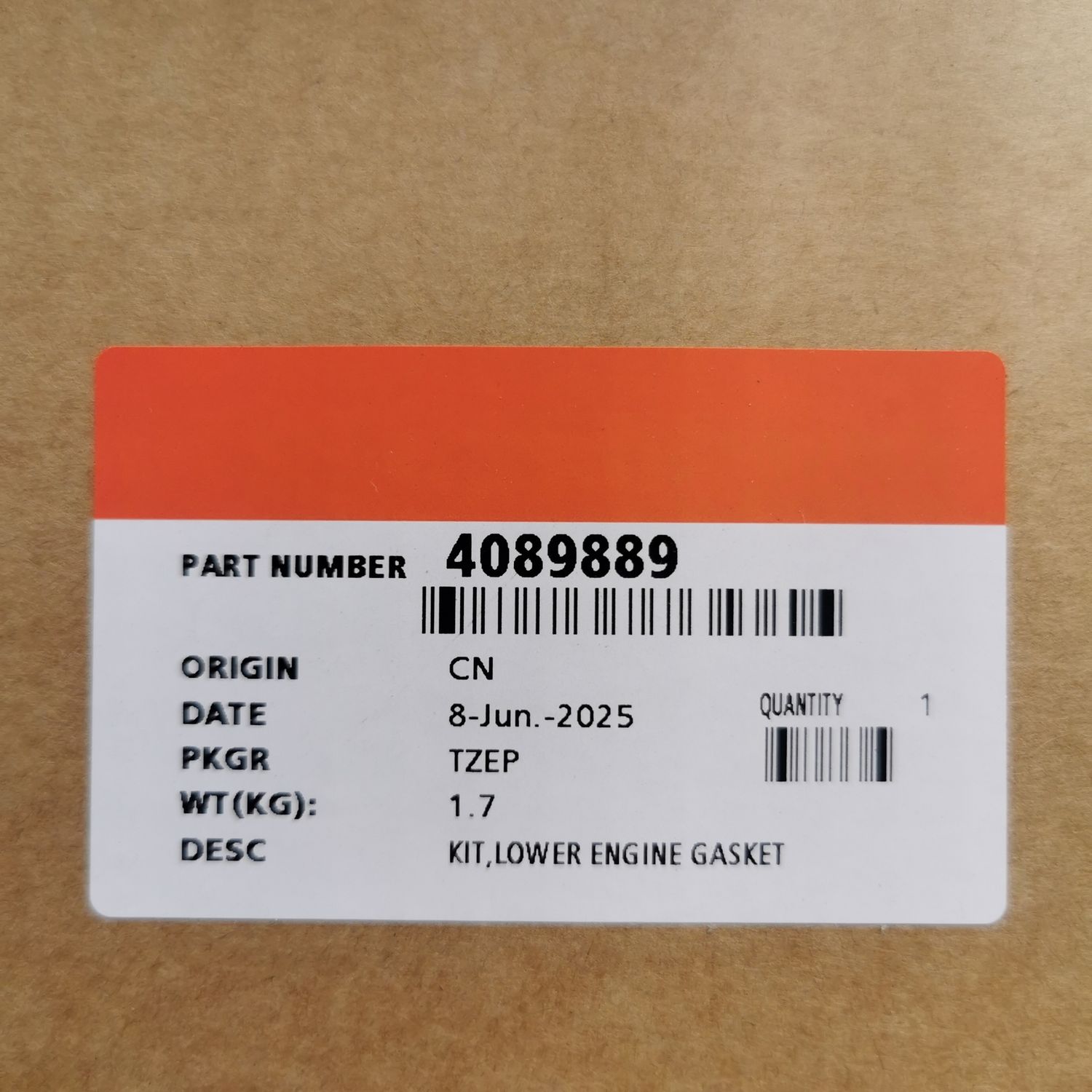 6L O/H LOWER GASKET 4089889