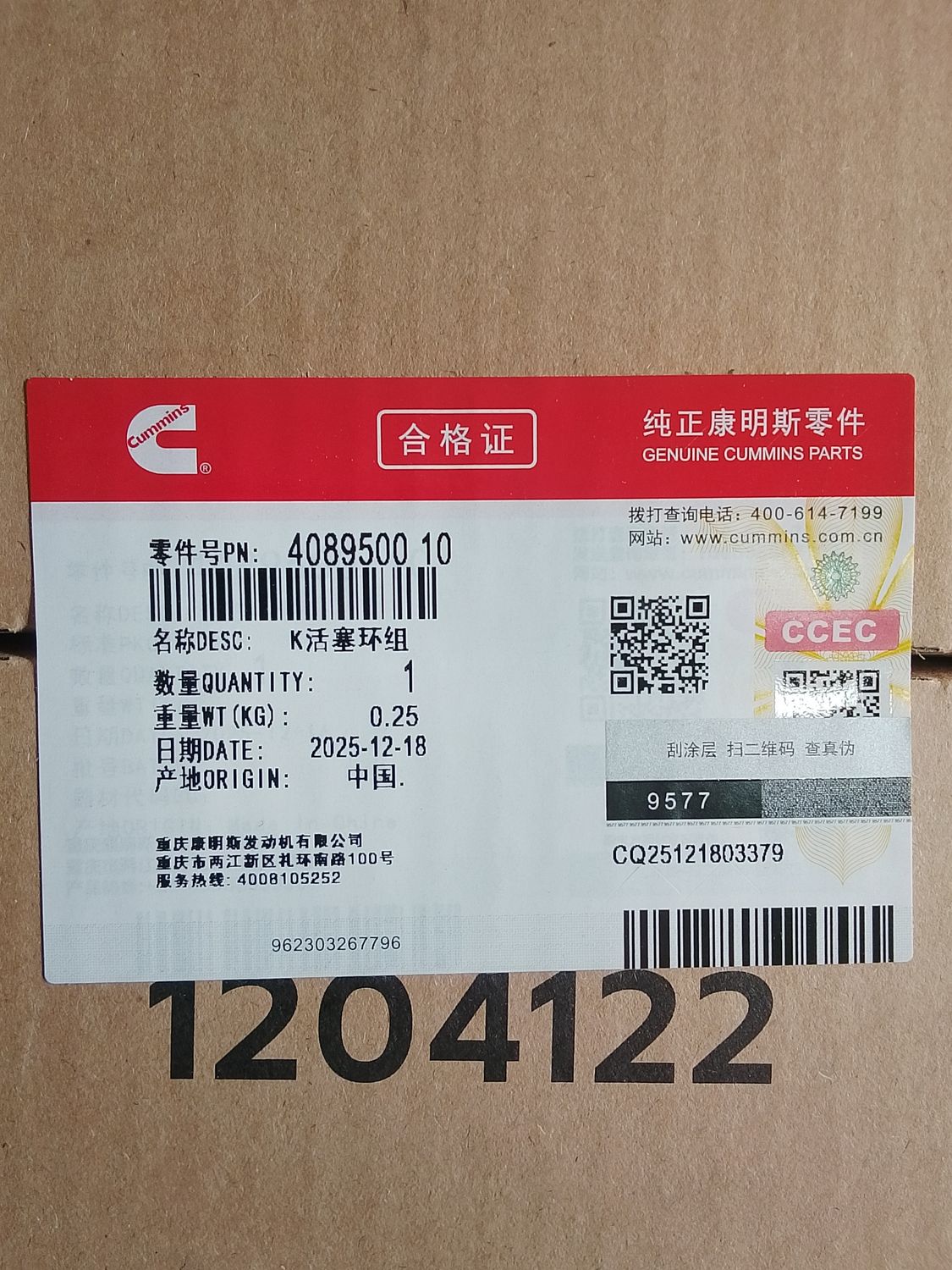 Piston Ring Set 4089500