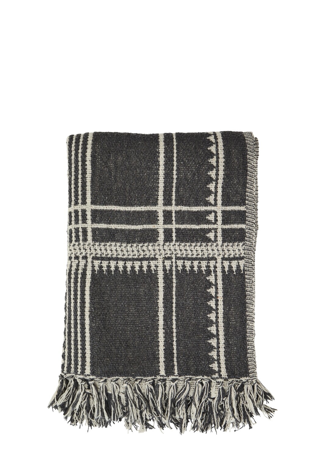 Plaid avec franges Charbon