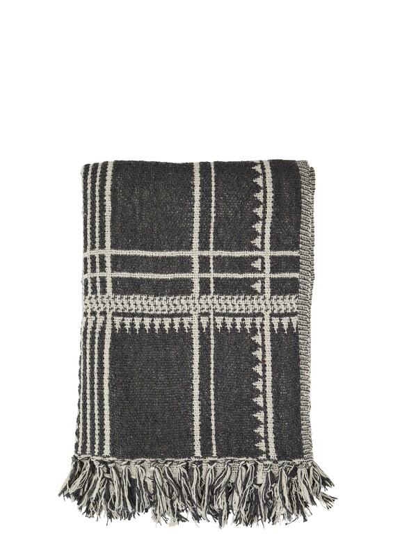 Plaid avec franges Charbon