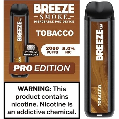 BREEZE TOBACCO 2000 PUFFS 5.0% NIC PRO EDITION DISPOSABLE POD DEVICE 10/CT