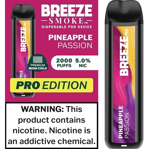 BREEZE PINEAPPLE PASSION 2000 PUFFS 5.0% NIC PRO EDITION DISPOSABLE POD DEVICE 10/CT (copy)