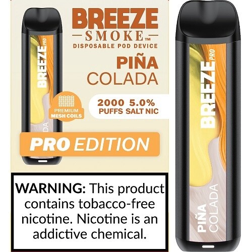 BREEZE PINEAPPLE COCONUT 2000 PUFFS 5.0% NIC PRO EDITION DISPOSABLE POD DEVICE 10/CT