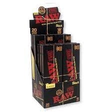CLASSIC BLACK CONE RAW NATURAL UNREFINED ROLLING PAPERS KING SIZE 20/CT