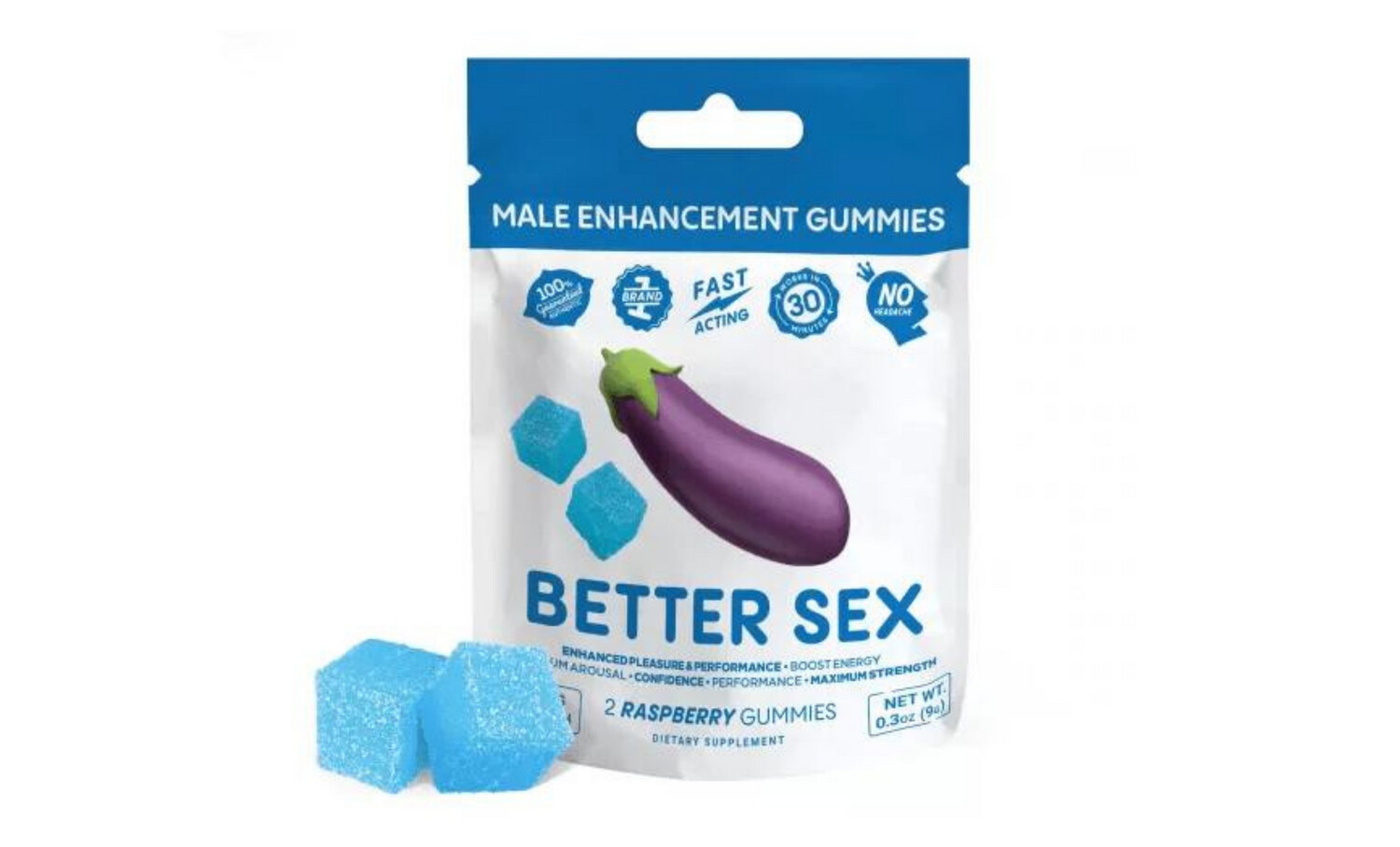 BETTER SEX MALE SENSUAL 2 RASPBERRY GUMMIES ENHANCED PLEASURE AND PERFORMANCE 12/CT