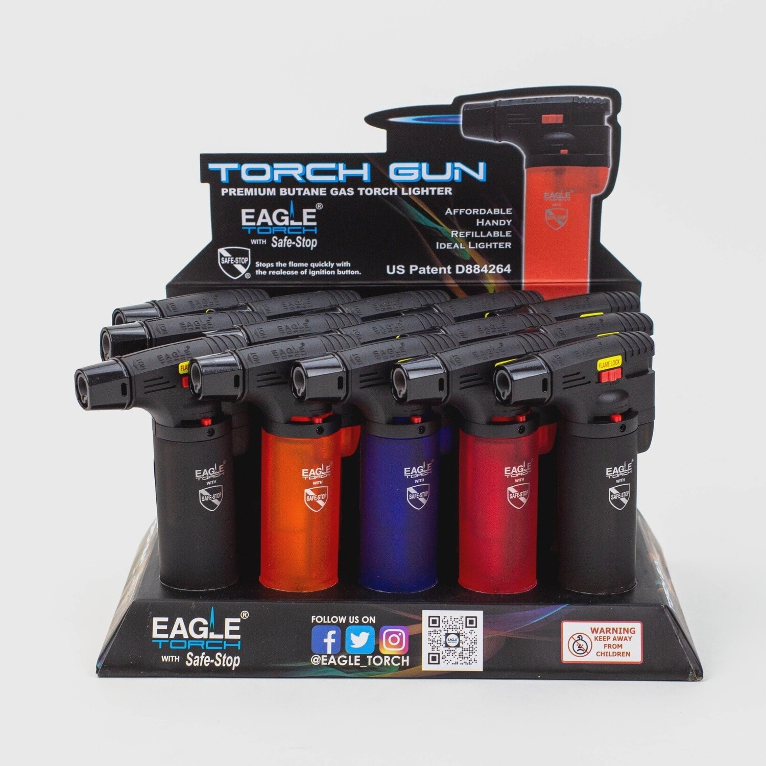 EAGLE TORCH GUN PREMIUM BUTANE GAS LIGHTER15/CT