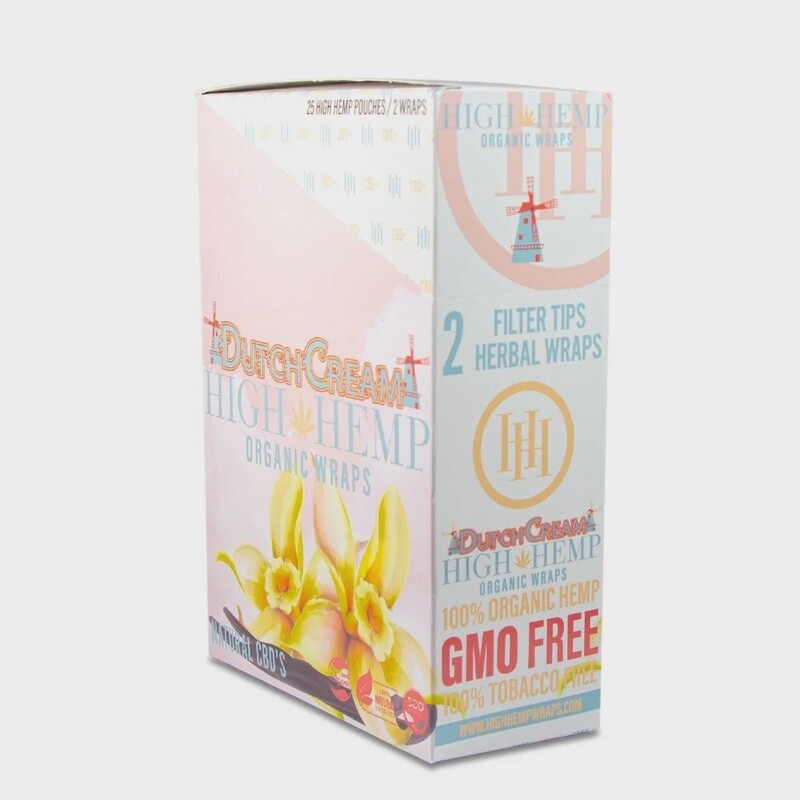 DUTCH CREAM HIGH HEMP ORGANIC WRAPS NATURAL CBD'S 2 WRAPS 25/CT
