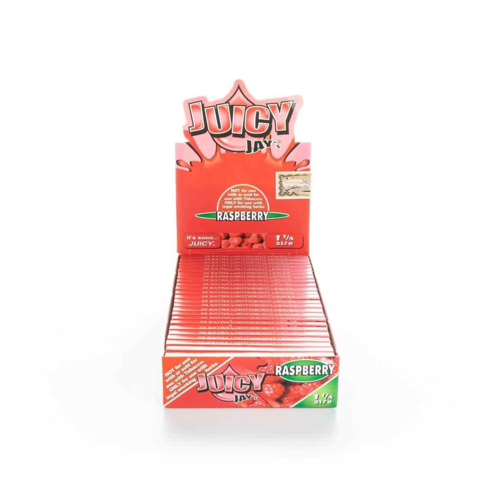 JUICY JAY&#39;S RASPBERRY HEMP ROLLING PAPERS SIZE 1 1/4 24/CT