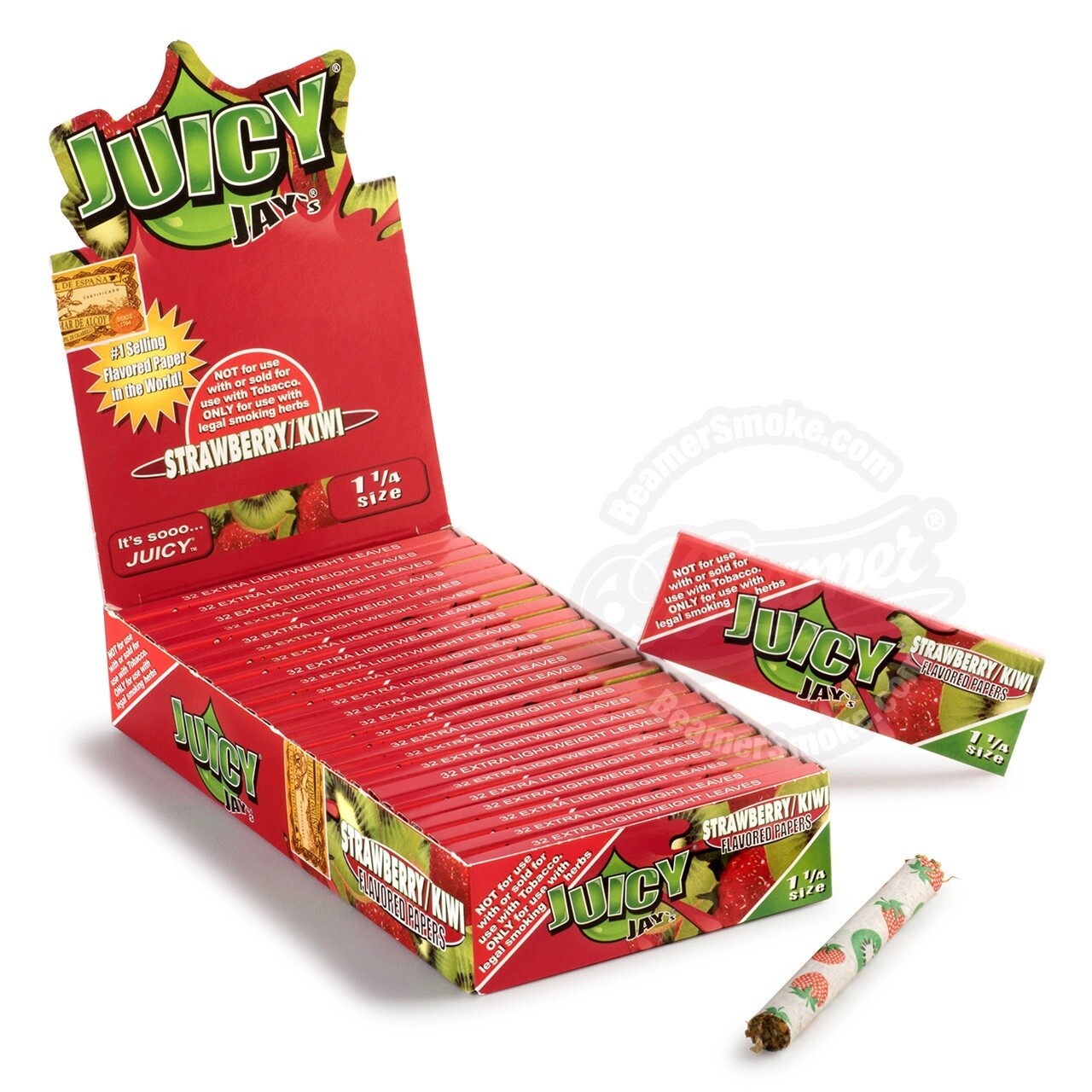 JUICY JAY&#39;S STRAWBERRY KIWI HEMP ROLLING PAPERS SIZE 1 1/4 24/CT