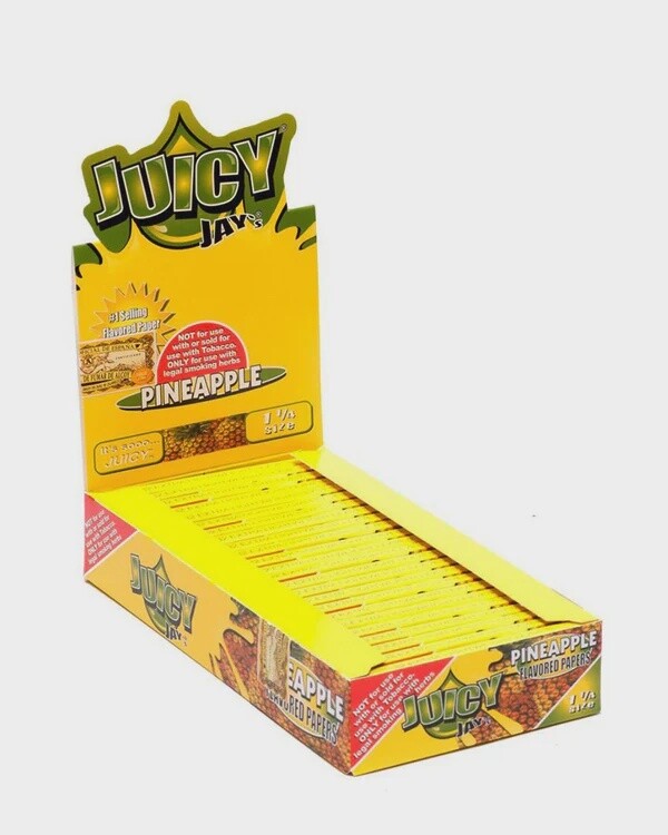 JUICY JAY&#39;S PINEAPPLE HEMP ROLLING PAPERS SIZE 1 1/4 24/CT