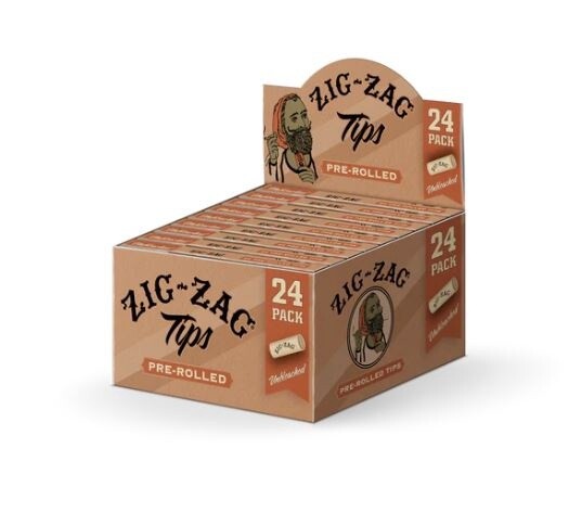 ZIG ZAG UNBLEACHED TIPS PREROLLED 24/CT