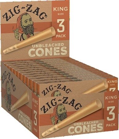 ZIG ZAG PAPER CONES UNBLEACHED KING SIZE 3PK 24/CT