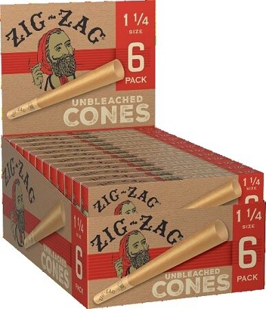 ZIG ZAG PAPER CONES UNBLEACHED 1 1/4 6PK 24/CT