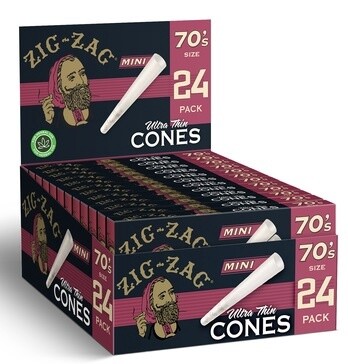 ZIG ZAG PAPER CONES MINI  70&#39;S ULTRA THIN 24PK 12/CT