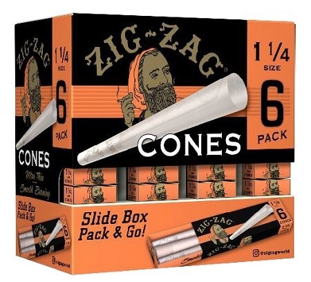 ZIG ZAG PAPER CONES ULTRA THIN 1 1/4 DISPLAY 6PK 36/CT
