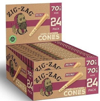 ZIG ZAG PAPER CONES  MINI 70&#39;S UNBLEACHED 24PK 12/CT