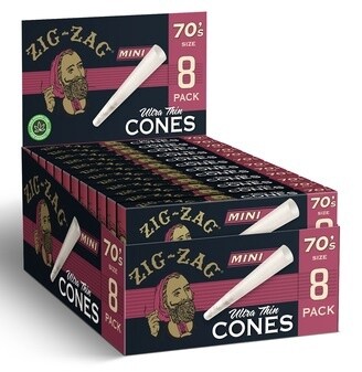 ZIG ZAG PAPER CONES  MINI 70&#39;S ULTRA THIN 8PK 18/CT