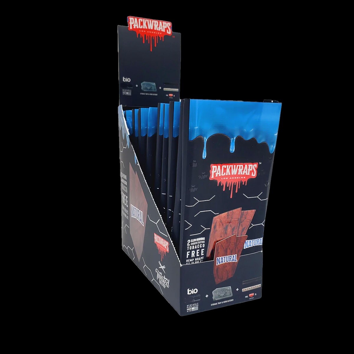 PACKWRAPS NATURAL 2 SLOW BURNING SMOOTH TASTING TOBACCO FREE HEMP WRAPS ALL IN ONE KIT 10/CT