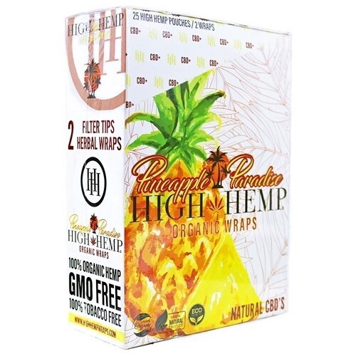 PINEAPPLE PARADISE HIGH HEMP ORGANIC WRAPS NATURAL CBD&#39;S 2 WRAPS 25/CT