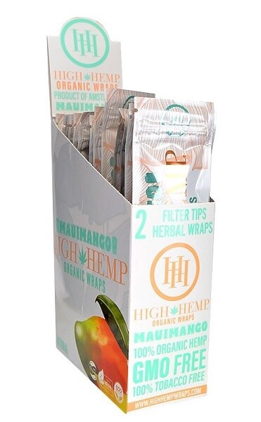 MAUIMANGO HIGH HEMP ORGANIC WRAPS NATURAL CBD&#39;S 2 WRAPS 25/CT