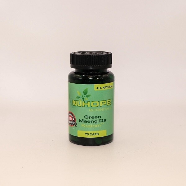 NUHOPE BOTANICALS GREEN MAENG DA KRATOM 75 CAPS ALL NATURALS