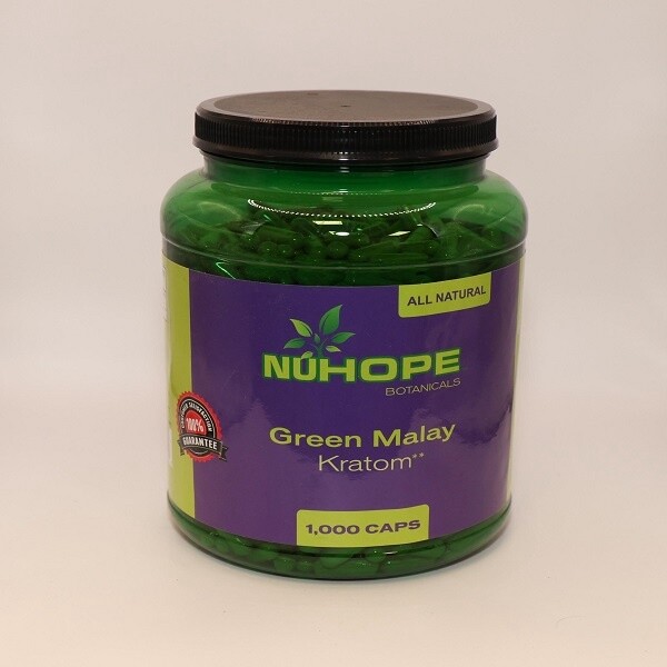 NUHOPE BOTANICALS GREEN MALAY KRATOM 1000 CAPS ALL NATURALS
