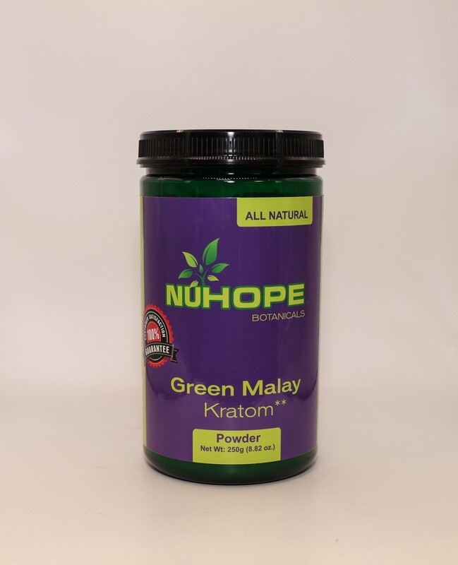 NUHOPE BOTANICALS GREEN MALAY KRATOM POWDER 250G ALL NATURALS