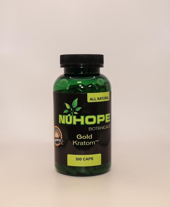 NUHOPE BOTANICALS GOLD KRATOM 300 CAPS ALL NATURALS