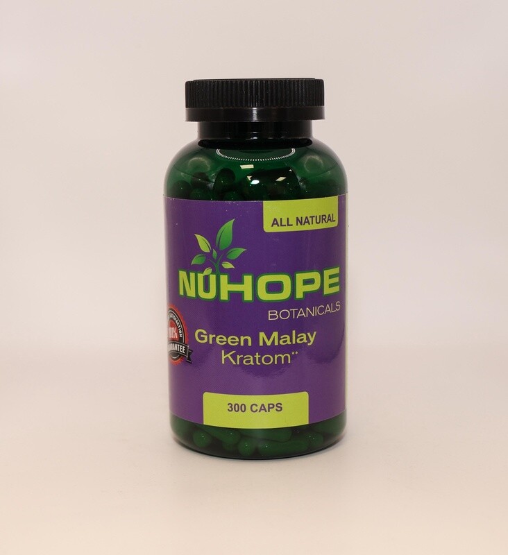 NUHOPE BOTANICALS GREEN MALAY KRATOM 300 CAPS ALL NATURALS