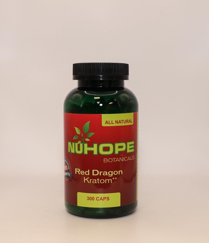 NUHOPE BOTANICALS RED DRAGON KRATOM 300 CAPS ALL NATURALS