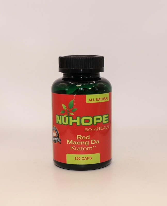 NUHOPE BOTANICALS RED MAENG DA KRATOM 150 CAPS ALL NATURALS