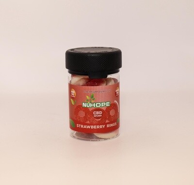 NUHOPE CBD STRAWBERRY RINGS 100MG PER GUMMY 20 GUMMIES IN A JAR 4OZ CHUBBY GORILLA JAR