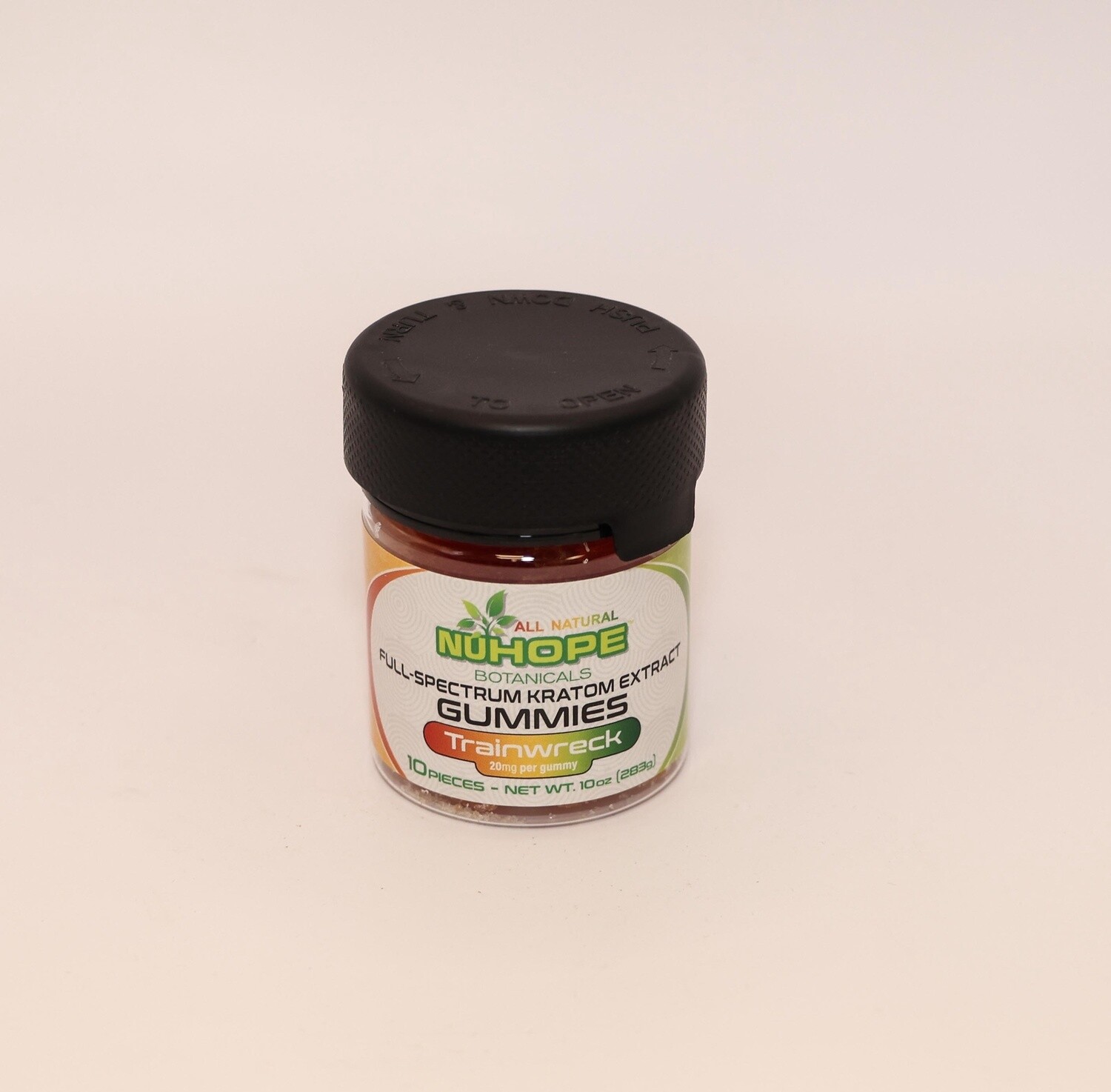NUHOPE BOTANICALS TRAINWRECK FULL-SPECTRUM KRATOM EXTRACT GUMMIES 20MG 10PC