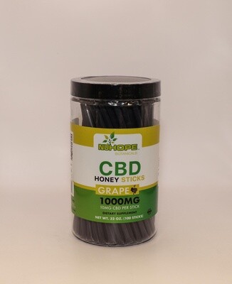 NUHOPE BOTANICALS CBD HONEY STICKS GRAPE 1000MG 10MG CBD PER STICK 100 STICKS