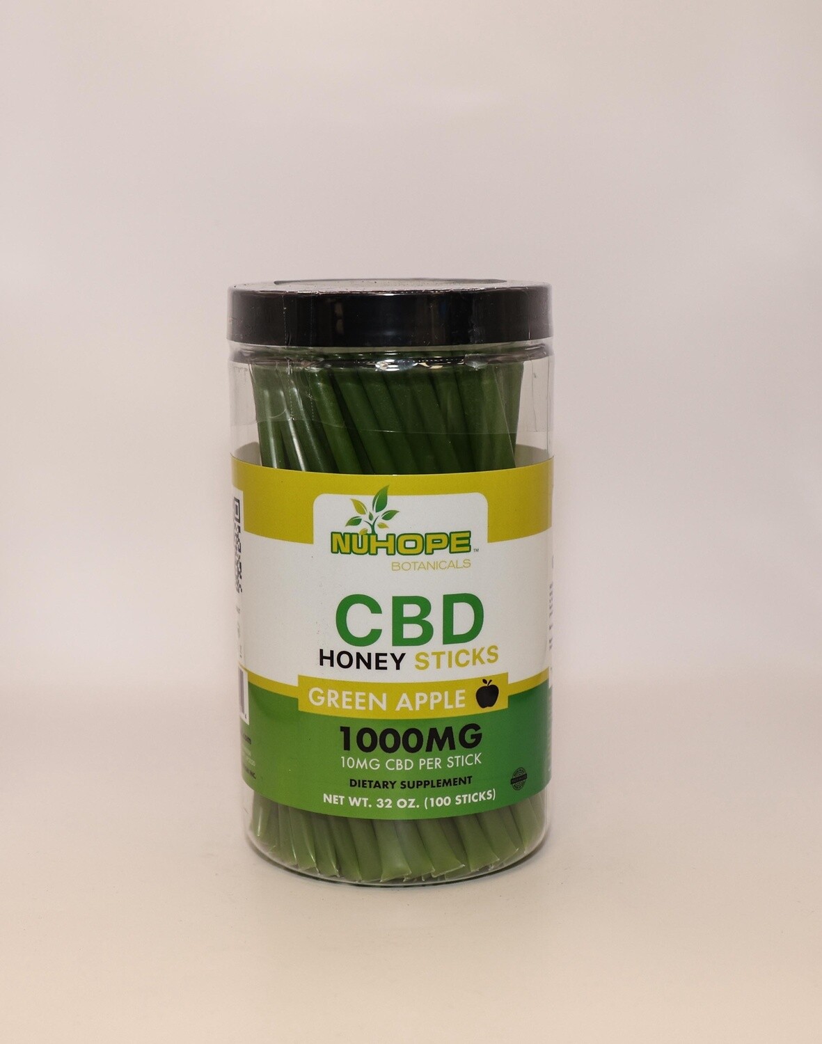 NUHOPE BOTANICALS CBD HONEY STICKS GREEN APPLE 1000MG 10MG CBD PER STICK 100 STICKS