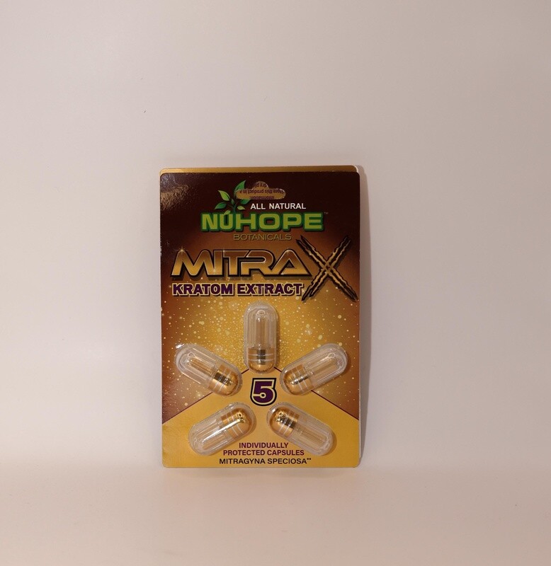 NUHOPE MITRAX KRATOM EXTRACT 5 INDIVIDUALLY PROTECTED CAPSULES MITRAGYNA SPECIOSA 5/CT