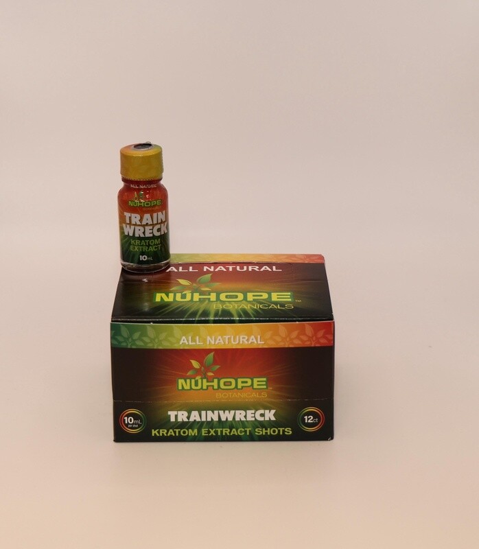 NUHOPE BOTANICALS KRATOM EXTRACT SHOTS TRAINWRECK 10ML PER SHOT 12/CT