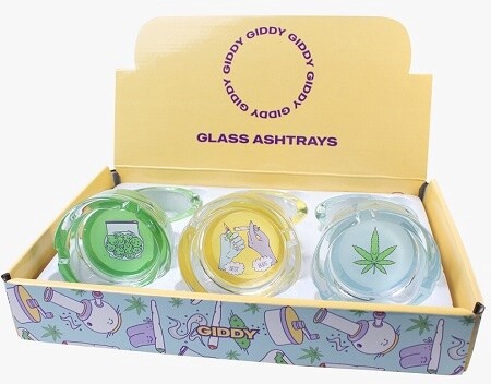 GIDDY GLASS ASHTRAY 6CT BEST BUDS 6/CT