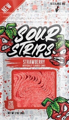 SOUR STRIPS PEG BAG STRAWBERRY 12/CT