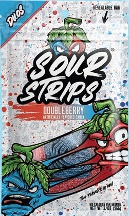 SOUR STRIPS PEG BAG DOUBLEBERRY 12/CT