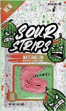 SOUR STRIPS PEG BAG WATERMELON 12/CT