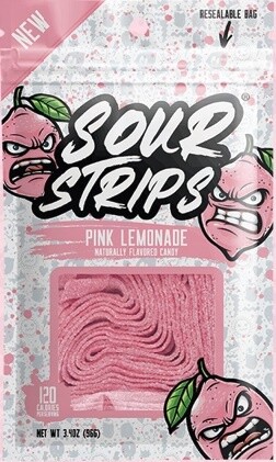 SOUR STRIPS PEG BAG PINK LEMONADE 12/CT