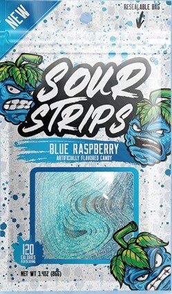SOUR STRIPS PEG BAG BLUE RASPBERRY 12/CT