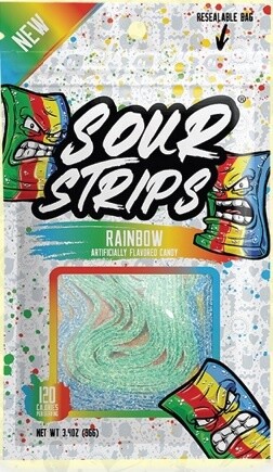 SOUR STRIPS PEG BAG RAINBOW 12/CT