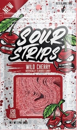 SOUR STRIPS PEG BAG WILD CHERRY 12/CT