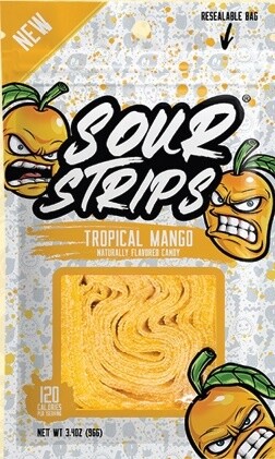 SOUR STRIPS PEG BAG TROPICAL MANGO 12/CT