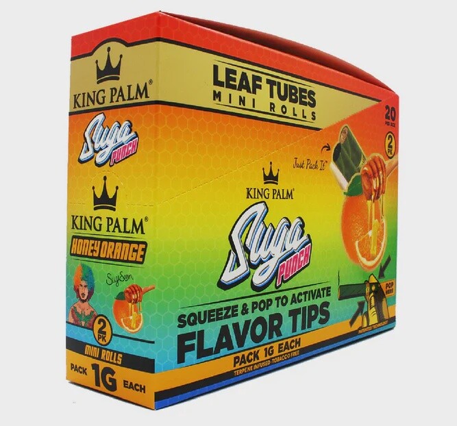 KING PALM SUGA PUNCH 2 MINI ROLLS LEAF TUBES 20/CT