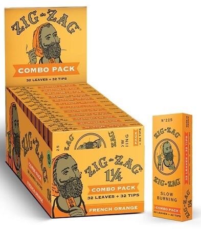 ZIG ZAG COMBO PACK FRENCH ORANGE 1 1/4 32 PAPERS N TIPS 24/CT